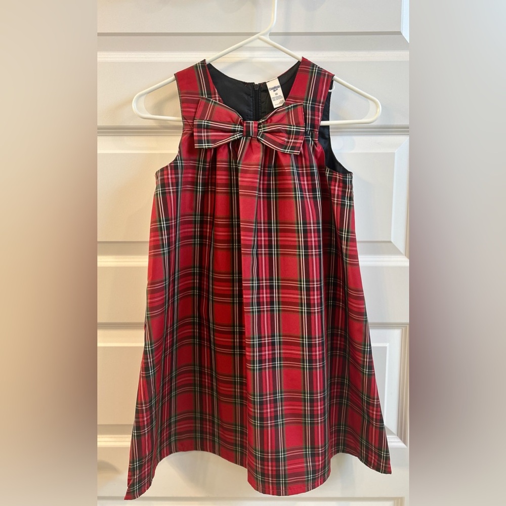 OSHKOSH Tartan Plaid Sleeveless Dress with Bow, LIKE NEW, Size 10